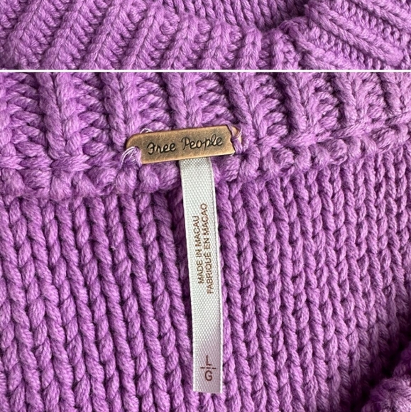 NWT Free People Alli V Neck Sweater - Iris Orchid - Picture 8 of 10